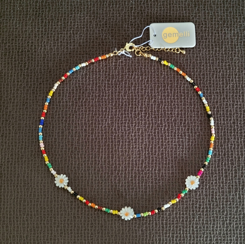 Gemelli👭 Rainbow🌈 Beads and Daisies🌼 Necklace - NWT